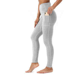 กางเกงออกกำลังกายเอวสูงสำหรับผู้หญิงเลกกิ้งผ้าสแปนเด็กซ์โพลีเอสเตอร์ปรับแต่งโลโก้ได้ตามต้องการพร้อมแถบรัดเอวยางยืดและลายพื้น - Product Image 1