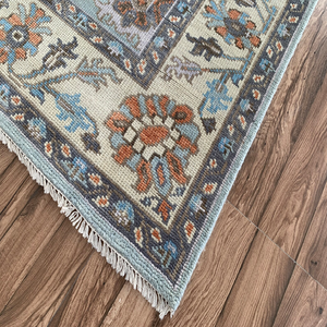 Alfombra de lana Oushak persa tradicional personalizable, alfombra anudada a mano vibrante, pila de bucle antideslizante, lavable, ecológica para - Product Image 4