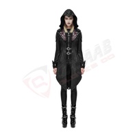 Veste longue en cuir noir de style gothique-médiéval pour femmes, avec empiècements en cuir, manteau de cosplay pour hommes, costumes de cosplay d'Halloween