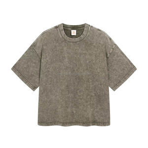 T-shirt personnalisé 100 % coton épais, coupe ample, manches courtes, col rond, style streetwear tendance, délavé à l'acide - Product Image 6