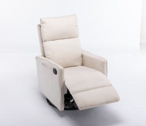 <span class=keywords><strong>Fauteuil</strong></span> inclinable pivotant manuel avec dossier haut en lin doux <span class=keywords><strong>Fauteuil</strong></span> à bascule pour le salon ou la chambre d'enfant - Product Image 4