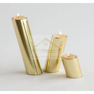 Bougeoir élégant en métal avec corne Trois en un Porte-bâton de cire et support Couleur marron Brillant Poli Home Lightning Supplies - Product Image 4