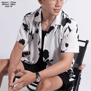 TST 8143 Short Sleeve <b>Vest</b> Collar Shirt Diagonal Silk Fabric - Product Image 5