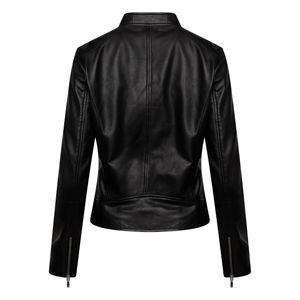 2025 hiver femmes véritable peau de mouton Moto Biker Style veste de haute qualité coupe ajustée fermeture éclair vêtements d'extérieur produit fini - Product Image 5