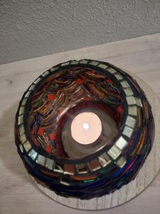 Portavelas Votivo de Alta Calidad, Tamaños Personalizados, Hecho a Mano en India, Frasco de Vidrio con Mosaico de Hojas Coloridas, Venta al por Mayor, Decoración para el Hogar y Jardín - Product Image 3