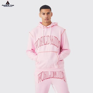 Pantalon de survêtement évasé personnalisé en Offre Spéciale Ensemble de sweats à capuche Costume de jogging en coton respirant avec broderie Survêtements en détresse pour hommes - Product Image 2