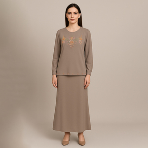 Dos piezas modesto BAJU KURUNG Slim Fit transpirable poliéster tradicional musulmán traje de boda de talla grande ODM suministro - Product Image 5