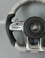 Convient pour-mercedes-benz ancien modèle modification AMG multifonctionnel argent volant en fibre de carbone cuir Nappa