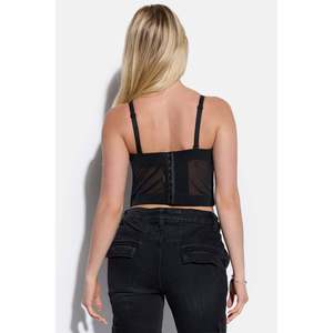 เสื้อครอปตาข่ายแบบสั้นลำลองพร้อมโลโก้ด้านหน้า - Product Image 4