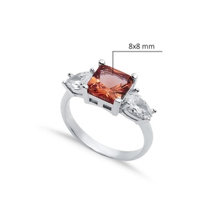 8x8mm cuadrado sultanita pera racimo anillo CZ rodio plateado 925 joyería de plata esterlina para comprador mayorista - Product Image 2