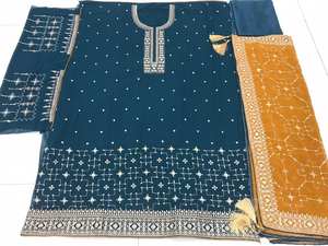 Nouvel arrivage de broderie lourde en fausse georgette de qualité supérieure Salwar Kameez avec Dupatta World Wide Exporter - Product Image 3