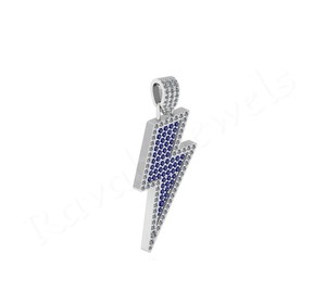 Nueva llegada 40mm Lightning Bolt Charm colgante 925 plata esterlina con piedras de circón dorado buena calidad Pave joyería hombres mujeres - Product Image 5