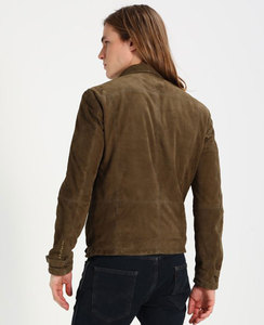 OEM personalizado cremallera logotipo negro tejido moda Otoño transpirable más vendidos hombres chaqueta de cuero de ante - Product Image 2