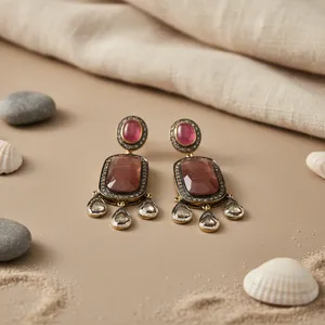 ต่างหูทองแดงรูปกระดิ่งแบบศาสนา ดีไซน์สวยหรู สำหรับผู้หญิง ชุบทอง - Product Image 1