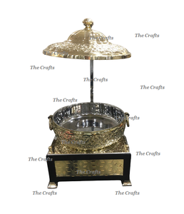 Plato para Calentar Comida de Aluminio con Asa y Perilla de Latón Dorado Chowkhi, Calidad Deluxe - Product Image 3