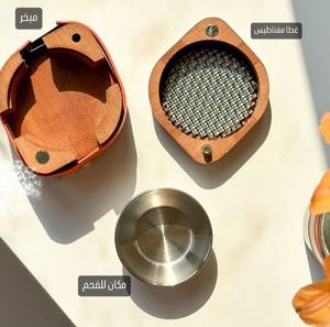 Quemador de Incienso Moderno de Madera y Metal con Tapa de Malla Metálica y Correa de Cuero, Resistente al Calor, para Decoración del Hogar y Regalos - Product Image 6