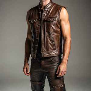 Chaleco de Motocicleta de Cuero para Mujer, Negro, Clásico, Vintage, Cómodo, para Motociclismo, con Múltiples Bolsillos, Relleno de Algodón - Product Image 5