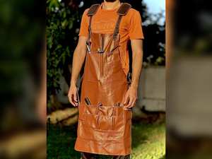 LPN-0027 Genuine Leather Adult Chef <b>Apron</b> Restaurant Cooking <b>Waterproof</b> Adjustable Bib for Kitchen Adult Kitchen Bib Hanging - Product Image 5