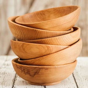 ชามไม้ก้นลึกสไตล์ญี่ปุ่นที่ตกแต่งเสร็จสีน้ำตาลเหมาะสำหรับการจัดงานเลี้ยงอาหารค่ำและงานเฉลิมฉลอง - Product Image 1