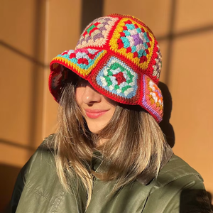 Sombrero de Pescador para Mujer, Hecho a Mano, de Hilo de Algodón y Lino, 54-56 cm, Primavera/Verano, Estilo Vintage, Patrón a Cuadros, Estilo Europeo Americano - Product Image 2
