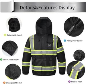 Veste de sécurité softshell coupe-vent de haute qualité, doublure polaire chaude, haute visibilité, réfléchissante, résistante aux coupures, protection sécurisée, hiver, logo - Product Image 3