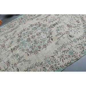 Alfombra turca Vintage de 5,7x9,3 pies, tejido plano azul y blanco, retales de lana para decoración para sala de estar, respaldo de látex - Product Image 5