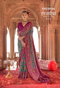 Indian Designer Traditional Soft Silk Saree with Beautiful Patola Design Pakistani Style Wedding and Party Wear Sari - Product Image 2