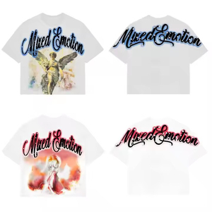 Người Đàn Ông Của Chất Lượng Cao 100% Cotton Quá Khổ T-Shirts Hỗn Hợp Cảm Xúc Đồ Họa In Giản Dị Thời Trang Phố Rắn Mô Hình Trống TEE Áo Sơ Mi - Product Image 2