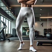 Leggings de Compresión para Hombre, Spandex/Poliéster, Pantalones Ajustados para Entrenamiento y Fitness, Secado Rápido, Transpirables, Antibacterianos, Protección UV