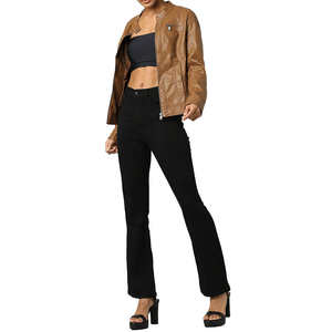 Chaqueta de Cuero para Mujer de Primera Calidad, Hecha a Medida, Elegante, Transpirable, con Patrón Sólido, Impermeable, para Otoño e Invierno - Product Image 6