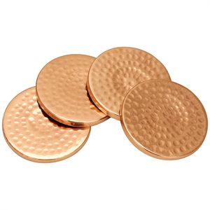 Stylish Classic Luxury Design Pure Copper 5mm Thick Heat Resistant Eco-Friendly <b>Coaster</b> <b>Set</b> of 4 Pcs - Product Image 3