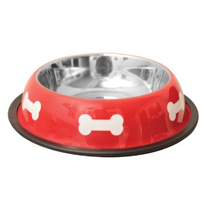 Stainless Steel Feeder Model Bone <b>Red</b> - Size XS - Product Image 1