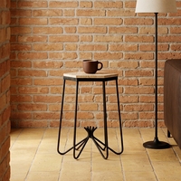 Mesa Auxiliar Vintage de Hierro Forjado y Mármol para Jardín, Patio, Bistro, Mesa de Centro Industrial Retro para Balcón