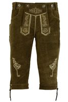 Porte-jarretelles Lederhosen en cuir de vachette véritable pour homme, léger, brodé sur le devant, avec boutons et poches latérales.