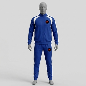 Conjunto Deportivo Azul Rey para Hombre, Chaqueta Deportiva con Cierre Completo, Pantalones Jogger con Franjas Laterales Blancas, Ropa Deportiva para Entrenamiento, Gimnasio y Fitness A - Product Image 1