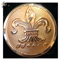 Épinglette Blazer Fleur-de-lis Dorée Plaqué Argent Laiton Gravé à la Presse 2 Trous Écologique Personnalisé