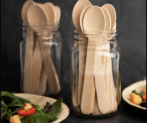 Cuillère en bois jetable | Couverts en bois de bouleau biodégradables et écologiques - Product Image 1