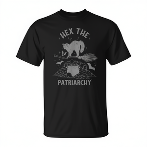Camiseta Hex The Patriarchy Cat Negra Unisex Talla M para Adulto, Cuello Redondo, Manga Corta, Impresión Serigráfica Promocional - Product Image 3