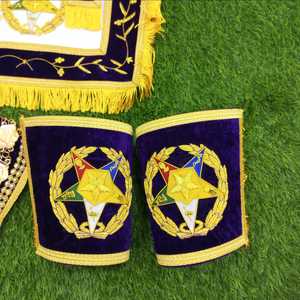 NOUVEAU TABLIER MASONIC REGALIA GRAND ASSOCIATE PATRON AVEC COLLIER ET MANCHETTES-HSE - Product Image 3