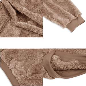 Sweat à capuche en polaire sherpa pour homme, sur mesure OEM/ODM, 100% coton, pull oversize, automne, chaud, respirant, écologique, impression en relief - Product Image 3