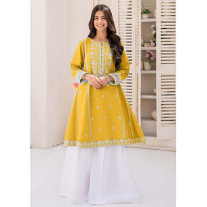 Conjunto de 2 Piezas NAQSH by AMROHI para Mujer, Chifón 100% Algodón Transpirable, Estilo Frock (Pantalones Laacha) - Product Image 1