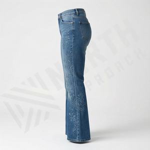 Pantalones Vaqueros de Mezclilla para Mujer, Estilo Moderno, al por Mayor, de Cintura Alta, Transpirables, Cómodos, con Logotipo Personalizado - Product Image 3