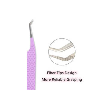 Pinzas de extensión de pestañas de acero inoxidable personalizables con aceptación de logotipo de punta de fibra para mejorar las pestañas - Product Image 3