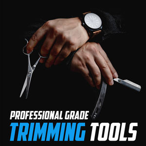 Complete Straight Razors <b>for</b> <b>Men</b> <b>Kit</b> with 50 Single Blade Razors <b>for</b> <b>Men</b> and Scissors Barber Supplies Straight Edge Razor Silver - Product Image 6