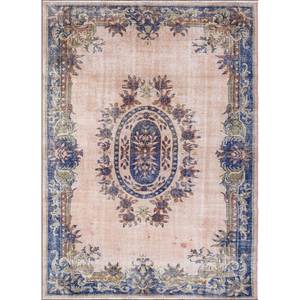 พรมขนสัตว์ถักมือสไตล์วินเทจ สีเบจและสีน้ำตาล ลายเหรียญแบบนามธรรม รูปทรงสี่เหลี่ยมผืนผ้า สำหรับห้องนั่งเล่นหรือทางเดินในบ้าน รุ่น Pae-2039 - Product Image 1