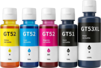 زجاجة حبر متوافقة مع طابعات HP Smart Tank طراز GT52 GT53XL، مناسبة للطابعات 511 515 516 518 519 530 531 5810 5820 لإعادة تعبئة الحبر
