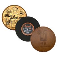 Fabricant accessoire à boire sur mesure logo de marque sublimation pu sous-verre en cuir