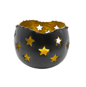 Nouveau support votif rond en fer décoratif pot de bougie en feuille d'or pour la décoration d'éclairage de noël de salon et de table - Product Image 1