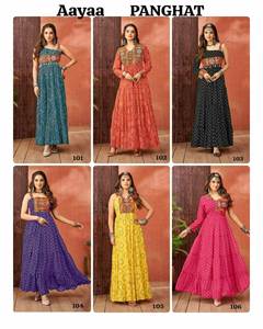 Nouvelle robe Anarkali à impression numérique de style traditionnel pour les occasions festives et les fêtes Full Inner Attached with Blooming Gown - Product Image 6