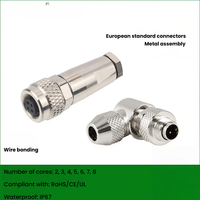 Connecteur M9 en alliage de zinc nickelé, étanche, 2 broches, 3 trous, 4/5 cœurs, 8 broches